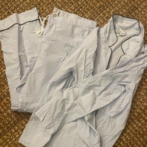 J.Crew Pajama Set Size M - Light Blue Navy Piping